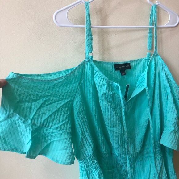 Lane Bryant Cold-Shoulder Smocked Waist Top - Picture 5 of 9